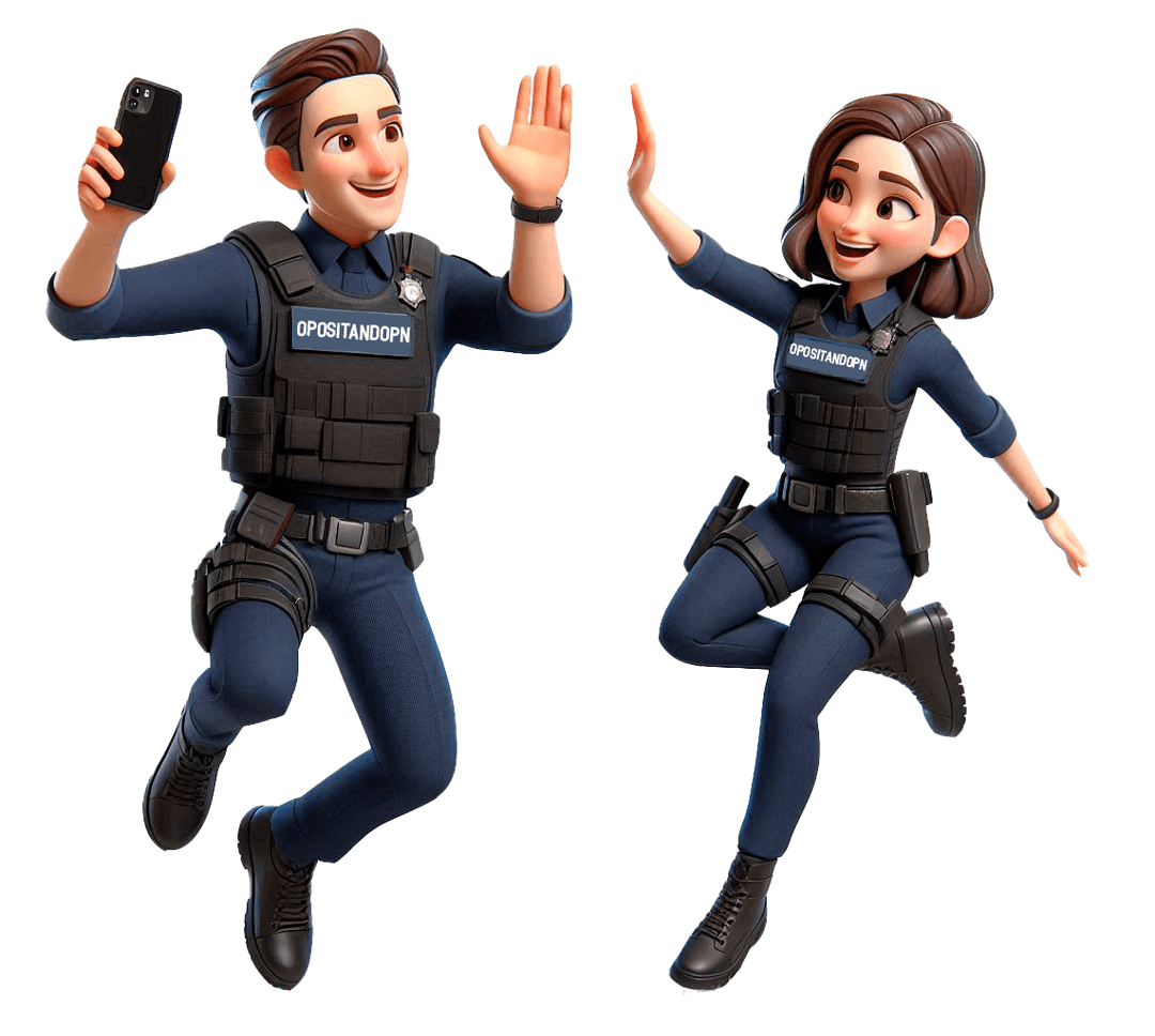 Policias chocando los cinco